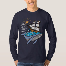 Blauwe walvis — Nautical Thema van scheepsgolven T-shirt