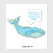 blauwe walvis nautische gepersonaliseerde spraak b sticker (Vel)