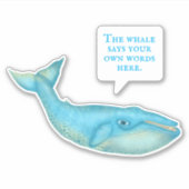 blauwe walvis nautische gepersonaliseerde spraak b sticker (Voorkant)