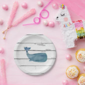 Blauwe walvis nautische strand schip papieren bordje (Feest)