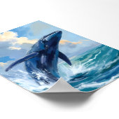 Blauwe Walvis Oceaan Dier Aquarel Kunst Poster (Hoek)