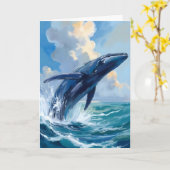 Blauwe Walvis Oceaan Dier Kaart (Gele Bloem)