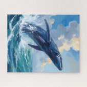 Blauwe Walvis Oceaan Dier Schilderij Legpuzzel (Horizontaal)