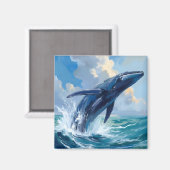 Blauwe Walvis Oceaan Dier Schildering Magneet (Voorkant / Achterkant)
