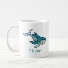 Blauwe Walvis Oceaan Gepersonaliseerde Naam Koffiemok