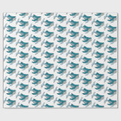 Blauwe Walvis Oceaan Patroon Cadeaupapier (Vlak)
