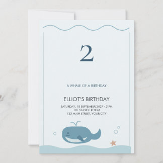 Blauwe Walvis Oceaan Serif Kinderverjaardag Kaart