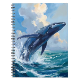 Blauwe Walvis | Oceaan Zee Dier Aquarel Notitieboek
