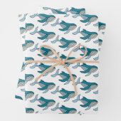 Blauwe walvis Ocean Kinder Pattern Inpakpapier Vel (In situ)