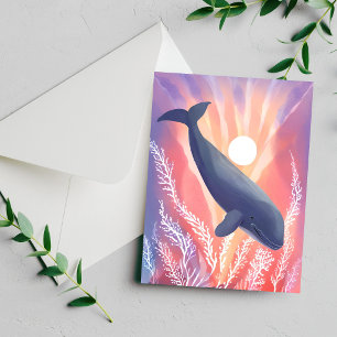 Blauwe Walvis Oceankleuren Watercolor Dierenkaar