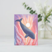 Blauwe Walvis | Oceankleuren Waterverf Dier Briefkaart (Staand voorkant)