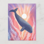 Blauwe Walvis | Oceankleuren Waterverf Dier Briefkaart (Voorkant)