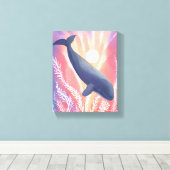 Blauwe Walvis | Oceankleuren Waterverf Dier Canvas Afdruk (Insitu (Houten vloer))