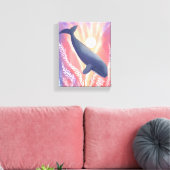 Blauwe Walvis | Oceankleuren Waterverf Dier Canvas Afdruk (Insitu (Woonkamer))