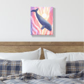 Blauwe Walvis | Oceankleuren Waterverf Dier Canvas Afdruk (Insitu (Slaapkamer))