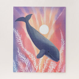 Blauwe Walvis | Oceankleuren Waterverf Dier Legpuzzel