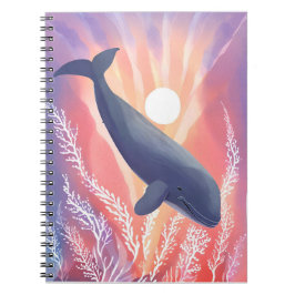 Blauwe Walvis | Oceankleuren Waterverf Dier Notitieboek