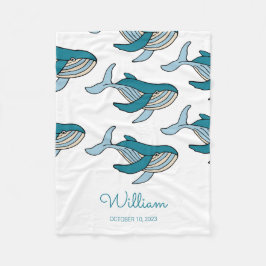 Blauwe Walvis Patroon Baby Fleece Deken