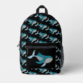 Blauwe Walvis Patroon Bedrukte Rugzak (Voorkant)