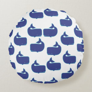 Blauwe Walvis Patroon Kust- Nautical Oceaan Patroo Rond Kussen