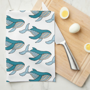 Blauwe Walvis Patroon Theedoek
