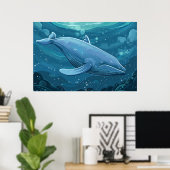 Blauwe walvis poster (Thuiskantoor)
