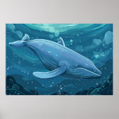 Blauwe walvis poster (Voorkant)