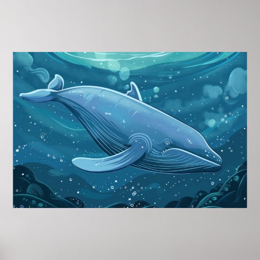 Blauwe walvis poster (Voorkant)