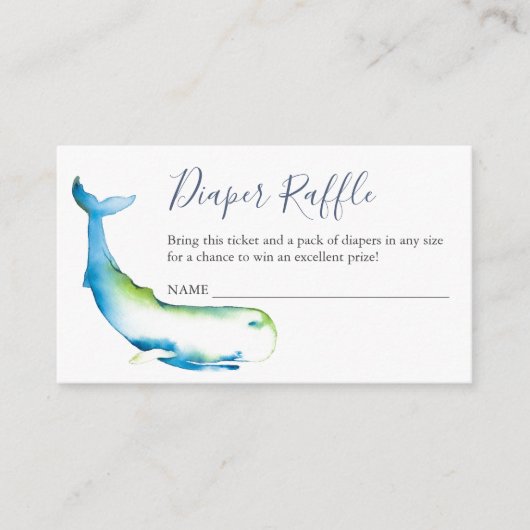 Blauwe walvis - Raffle-uitnodiging Informatiekaartje (Voorkant)