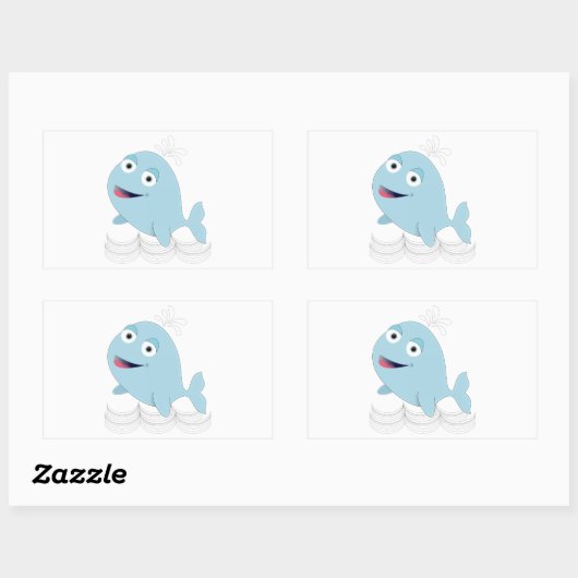 Blauwe walvis rechthoekige sticker (Vel)