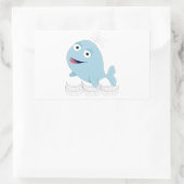 Blauwe walvis rechthoekige sticker (Tas)