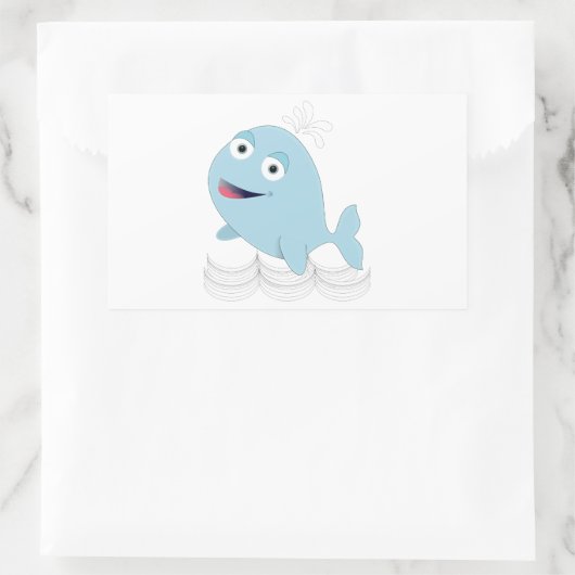 Blauwe walvis rechthoekige sticker (Tas)