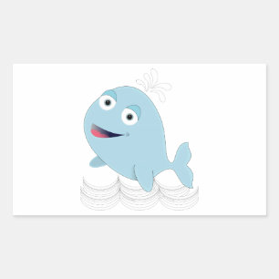 Blauwe walvis rechthoekige sticker
