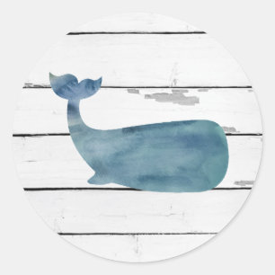Blauwe walvis schip nautische ronde sticker