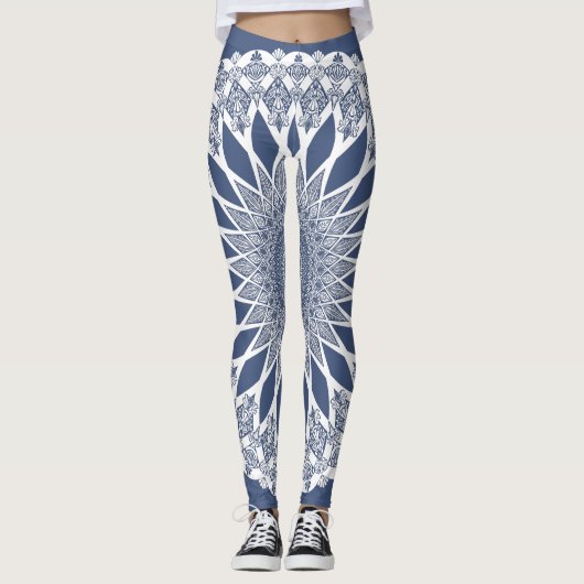 Blauwe walvis Shark Tristyns Mandala Leggings (Voorkant)