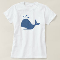 Blauwe walvis Silhouette Minimalist Graphic T-Shir