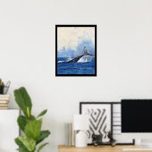 Blauwe walvis spatten in Ocean Art Poster (Thuiskantoor)