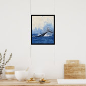 Blauwe walvis spatten in Ocean Art Poster (Keuken)