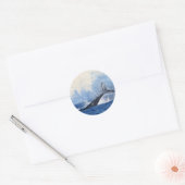 Blauwe walvis spatten in Ocean Art Ronde Sticker (Envelop)