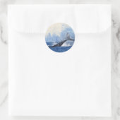 Blauwe walvis spatten in Ocean Art Ronde Sticker (Tas)