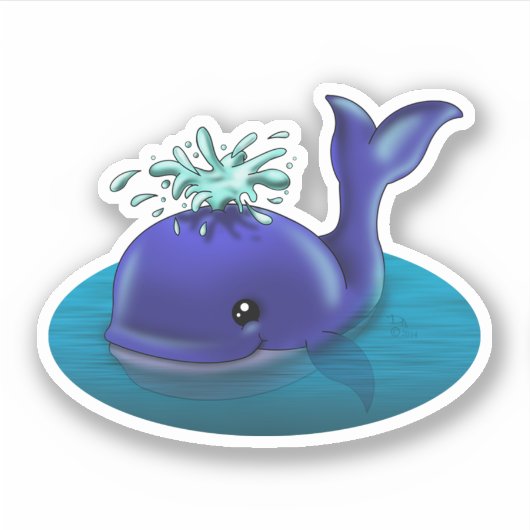 Blauwe walvis sticker (Voorkant)