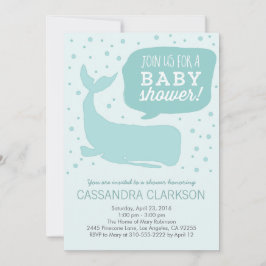 Blauwe walvis, stijlvolle babydouche-uitnodigingen kaart