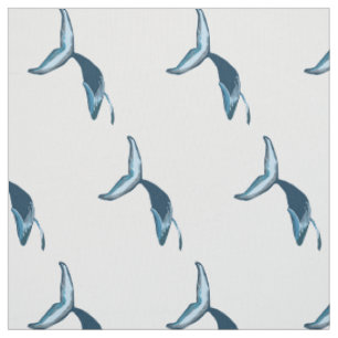 Blauwe walvis stof