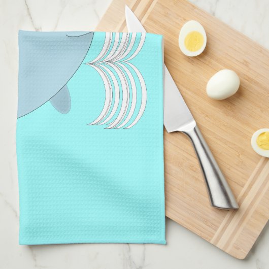 Blauwe walvis theedoek (Quarter Fold)