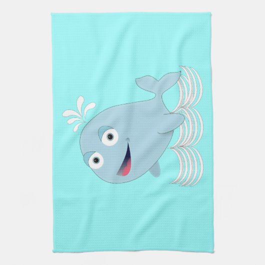 Blauwe walvis theedoek (Verticaal)