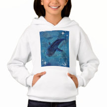 Blauwe walvis-trui bedrukt aan beide zijden