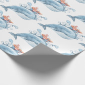 Blauwe Walvis Verjaardag Cadeaupapier (Hoek)