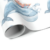 Blauwe Walvis Verjaardag Cadeaupapier (Rol Hoek)
