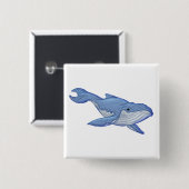 Blauwe walvis vierkante button 5,1 cm (Voorkant /achterkant)