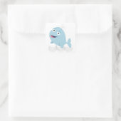 Blauwe walvis vierkante sticker (Tas)